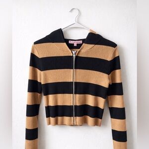 Bailey Rose Striped Hooded Zip-Up Top – Size S